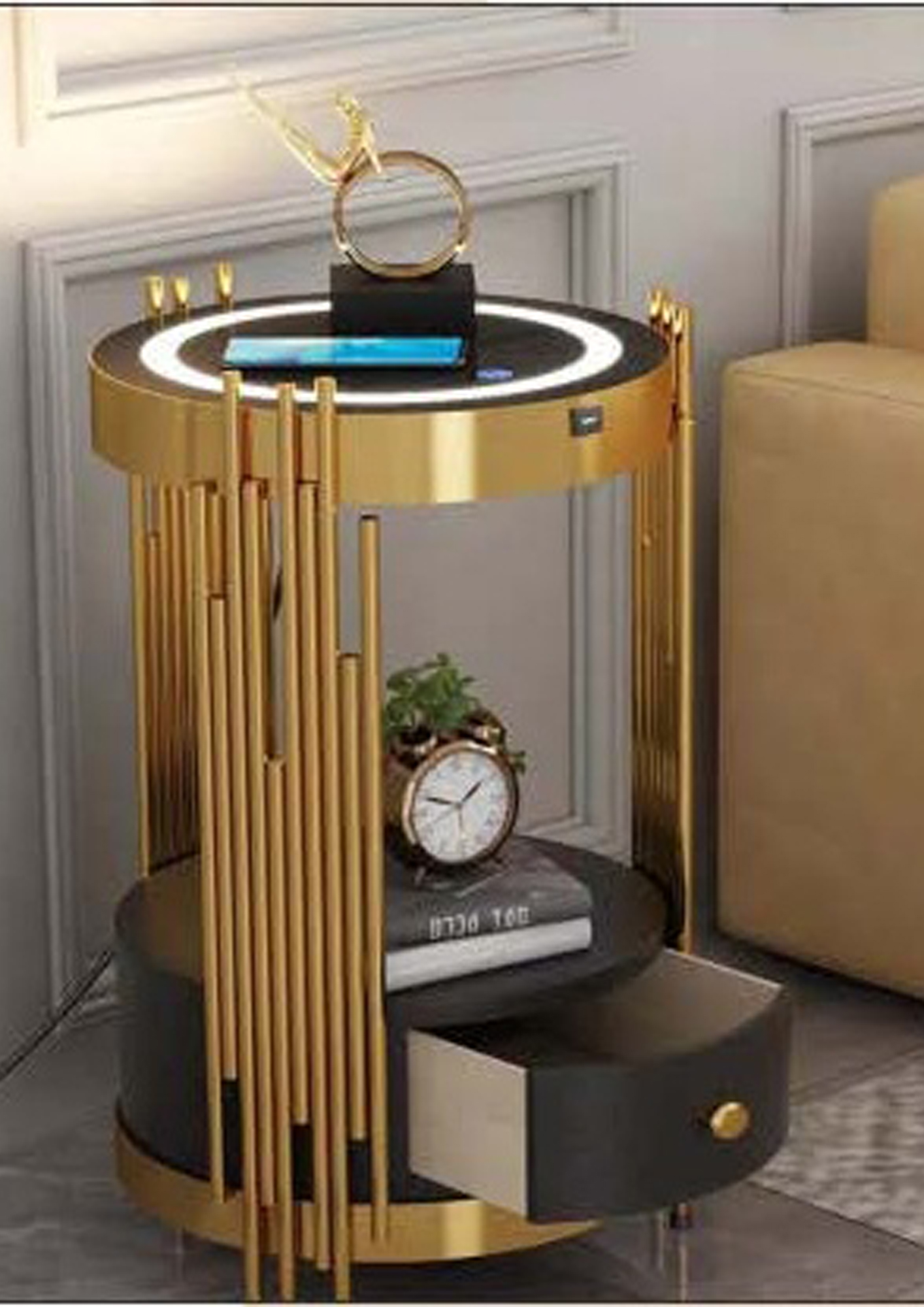 Beyond Lights - Gold Accent Table- GL